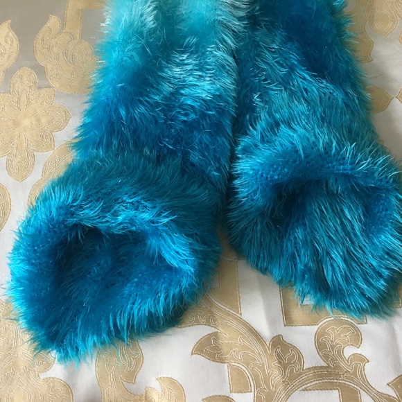 Bright Blue Ombre Soft & Fuzzy Multi-Way Scarf - Picture 5 of 5